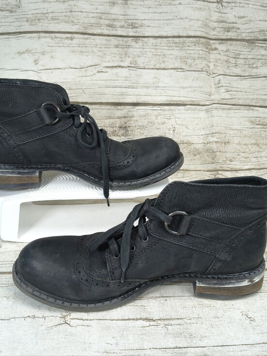 Shoes - Donna Pui Black Leather Buckle Ankle Boots Women Size 41